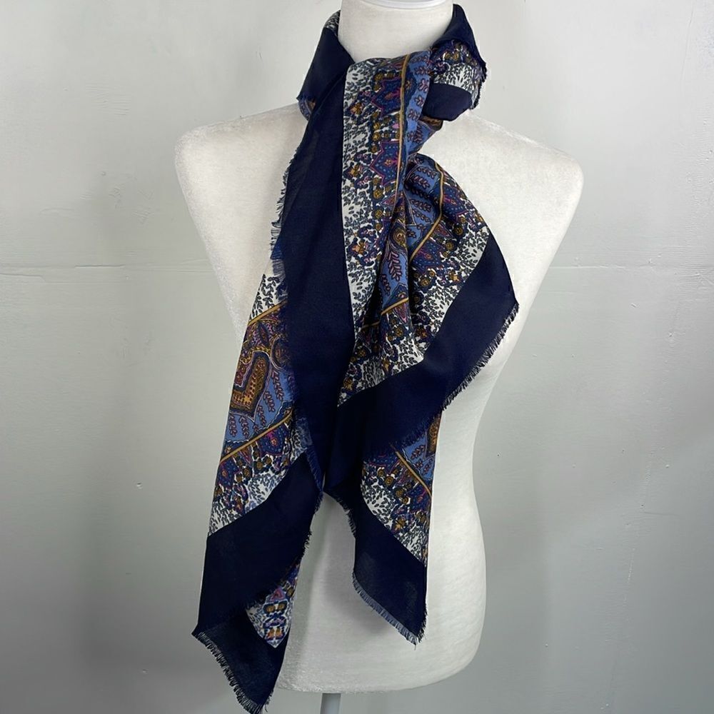 Cross Scarf Shawl Multicolor Floral Paisley 44” x 46”